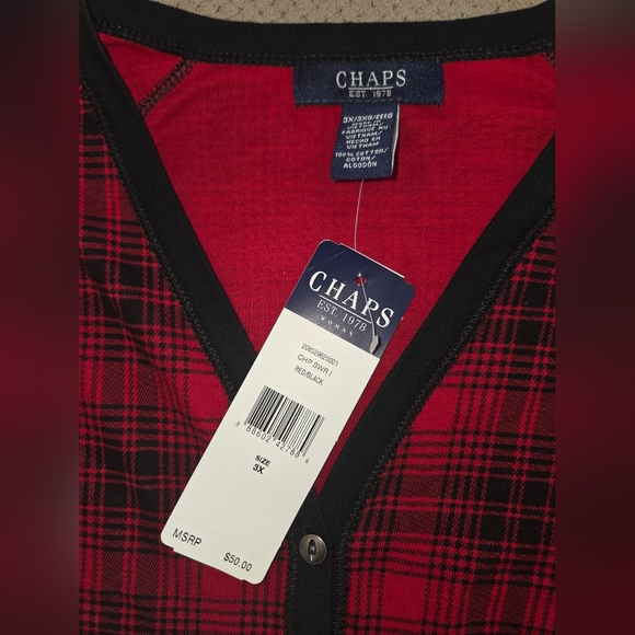 New Chaps Women's 3x Henley long sleeve shirt with 5 button - Picture 4 of 11